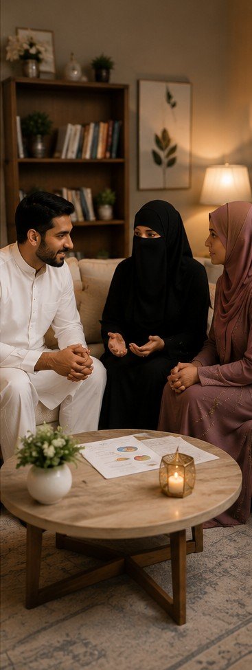 A couple in a compatibility session with an advisor